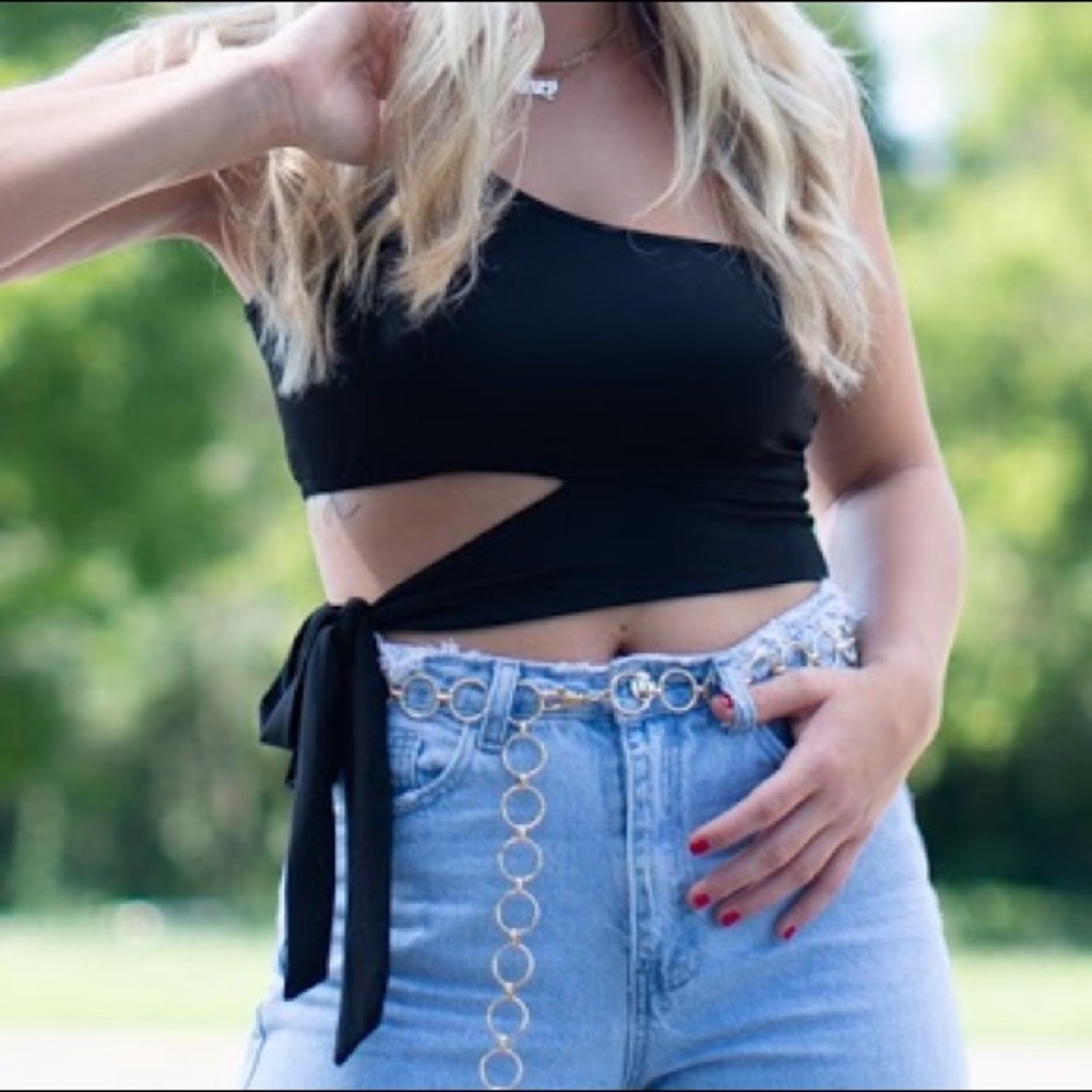 Black one shoulder top